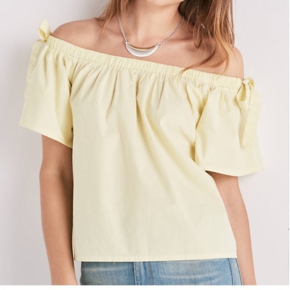 Lucky Brand Tops - New Lucky Brand Off Shoulder Tie Cotton Top Yellow